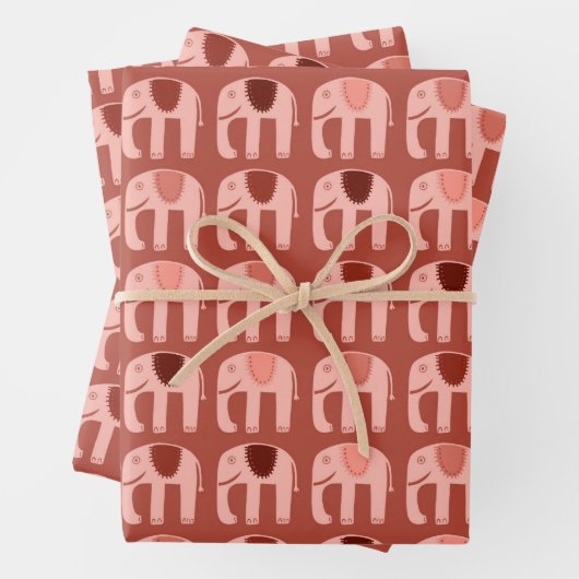Olifantspatroon Schattige Gedempt Eenvoudig Roze R Inpakpapier Vel (In situ)