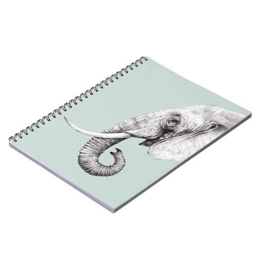 Olifanttekening grijs groene achtergrond notitieboek (Linkerzijde)