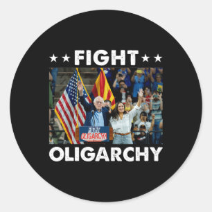 Oligarchie tegen Bernie Sanders en AOC Freedom Us Ronde Sticker