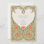 Olijf & Abrikoos Art Nouveau Geïnspireerd Bruiloft Kaart (Achterkant)