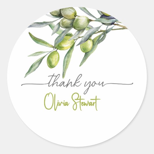 Olijf Baby shower Dank u Ronde Sticker (Voorkant)