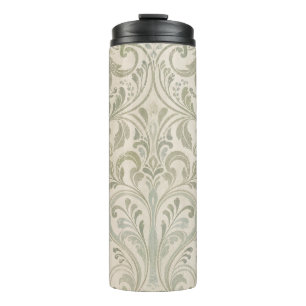 Olijf beige spiraal herhalingsontwerp thermosbeker