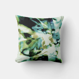 Olijf Blauwgroen Groen Zwart Bloemen Medley Design Kussen