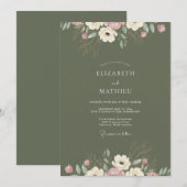 Olijf Blush Ranunculus Eucalyptus Bruiloft Kaart (Voorkant / Achterkant)