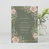 Olijf Blush Wingebruid Kaart (Staand voorkant)