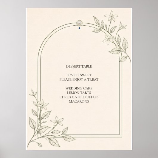 Olijf Botanisch Trouw Dessert Tafel Bord Poster (Voorkant)