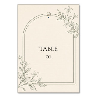 Olijf Botanische Boog Huwelijk Tafel Nummerkaart Kaart