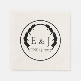 Olijf Botanische Monogram Trouwservetten Servet