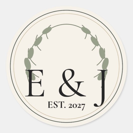 Olijf Botanische Trouw Envelope Zegel Sticker (Voorkant)