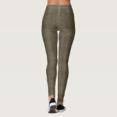 Olijf bruine glitch getextureerde geweven plaid leggings (Achterkant)