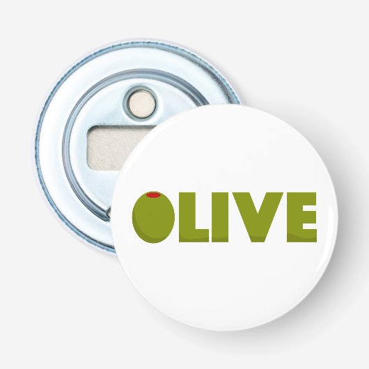 Olijf Button Flesopener (Voorkant)