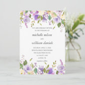Olijf | Chic Lavender Waterverf Floral Wedding Kaart (Staand voorkant)