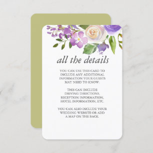 Olijf   Chique Lavendel Bloemen Bruiloft Gast Deta Kaart