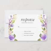 Olijf | Chique Lavendel Bloemen Bruiloft RSVP reac Kaart (Voorkant)