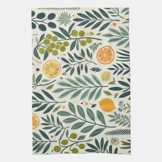 Olijf & Citrus Print Theedoek (Verticaal)