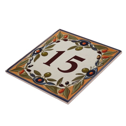  Olijf Custom House Nummer Plaqueteken Tegeltje (Zijkant)