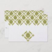 Olijf damast huwelijks tafel plaatskaarten (Voorkant / Achterkant)