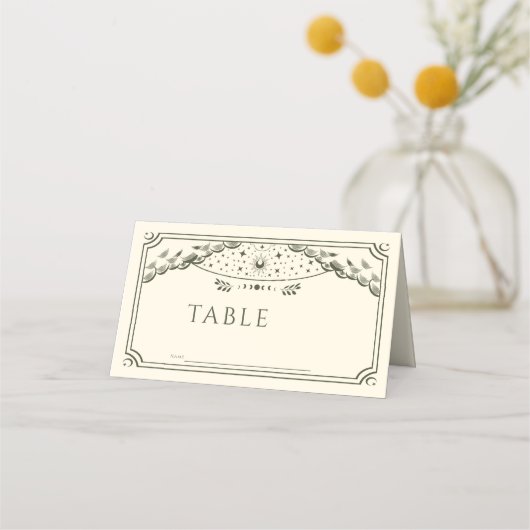 Olijf Elegant Gotische Tarot Kaart Bruiloft Plaatskaartje (Voorkant)