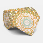 Olijf- en amberkleurig modern mandala-ontwerp stropdas (Opgerold)