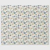 Olijf- en bladpatroon in het najaar cadeaupapier (Vlak)