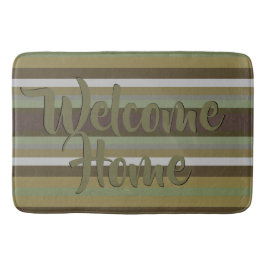 Olijf en Blauwgroen groene streep Badmat