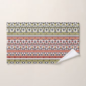 Olijf- en bruine geometrische etnische ornament bad handdoek (Handdoek)