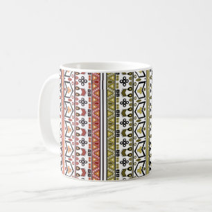Olijf- en bruine geometrische etnische ornament koffiemok