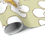 Olijf en Goud Single Line Daisies Patroon Cadeaupapier (Rol Hoek)