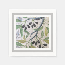 Olijf en grijze mediterrane stijl Cocktail Napkin Servet