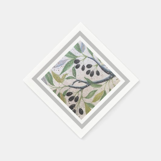 Olijf en grijze mediterrane stijl Cocktail Napkin Servet (Hoek)
