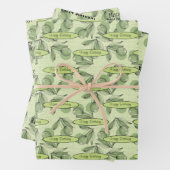 Olijf en groen patroon gepersonaliseerde boodschap inpakpapier vel (In situ)