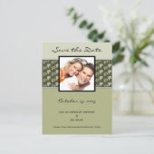 Olijf en ivoor Paisley sparen de datum van je foto Aankondigingskaart (Staand voorkant)