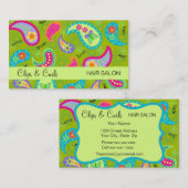 Olijf- en kalkgroen modern paisleypatroon visitekaartje (Voorkant / Achterkant)