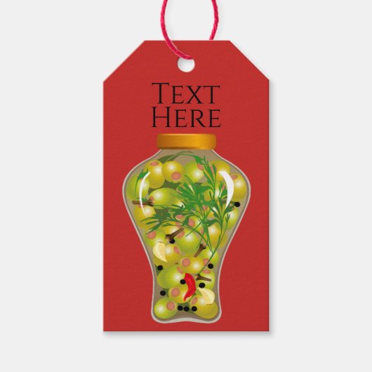 Olijf en kruiden conserven infusie rood groen cadeaulabel (Voorkant)