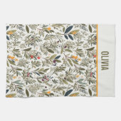 Olijf en Kruiden Minimale Elegant Gepersonaliseerd Theedoek (Horizontaal)