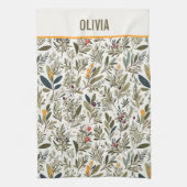 Olijf en Kruiden Minimale Elegant Gepersonaliseerd Theedoek (Verticaal)