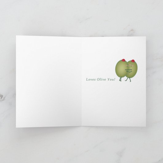 Olijf en Martini Valentijnsdag Kaart (Binnen)