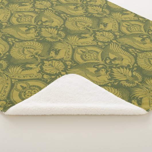 Olijf en Mosterd Fancy Damask Sherpa Blanket Deken (3/4)