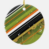 Olijf- en Oranje moedrempedonstrips met monogram Keramisch Ornament (Achterkant)