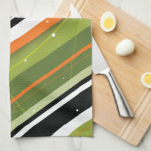 Olijf- en Oranje moedrempedonstrips met monogram Theedoek (Quarter Fold)