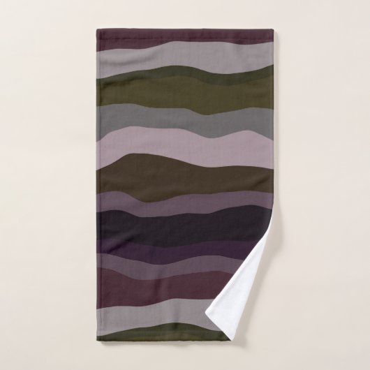 Olijf en Paarse golvende strepen Bad Handdoek (Handdoek)