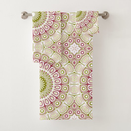 Olijf en Roos Mandala Patroon Bad Handdoek (Insitu)