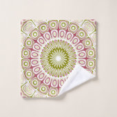 Olijf en Roos Mandala Patroon Bad Handdoek (Wasdoekje)