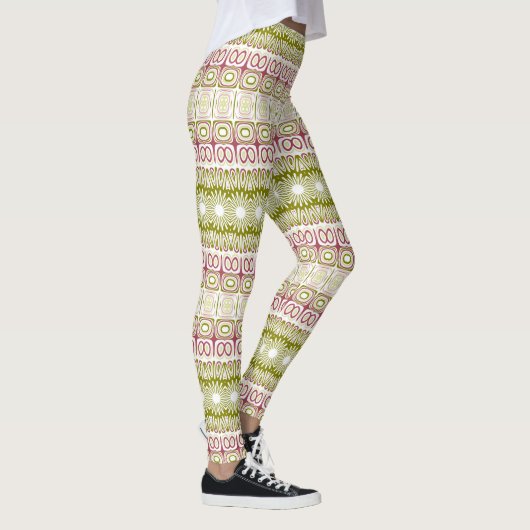 Olijf en Roos Mandala Patroon Leggings (Rechts)