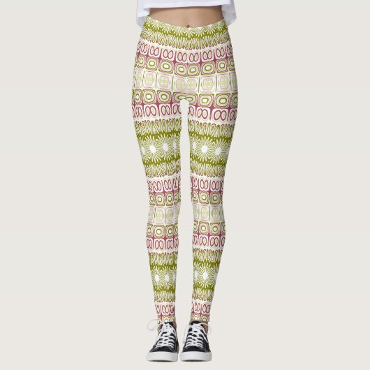 Olijf en Roos Mandala Pattern Leggings (Voorkant)