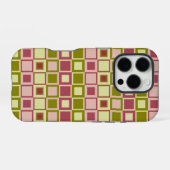 Olijf en Roos Vierkant Patroon iPhone Hoesje (Achterkant horizontaal)