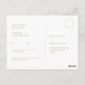 Olijf en wit | Roos bruiloft RSVP Briefkaart (Achterkant)