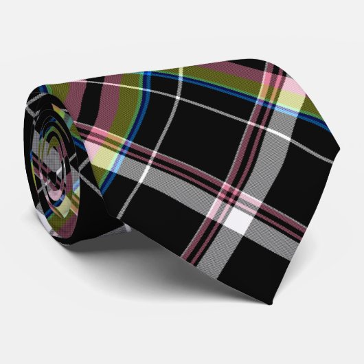 Olijf en zwart Tartanpatroon Stropdas (Opgerold)