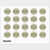 Olijf geruite kerst retouradres ronde sticker (Vel)
