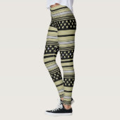 Olijf gestreept patroon met sterren leggings (Links)